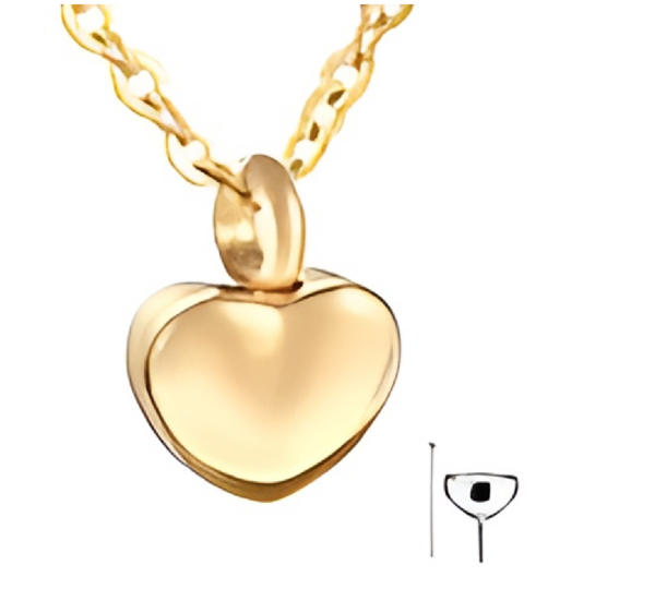 Collar urna Corazón de acero inoxidable. Plata, negro, oro y oro rosa. - Imagen 3