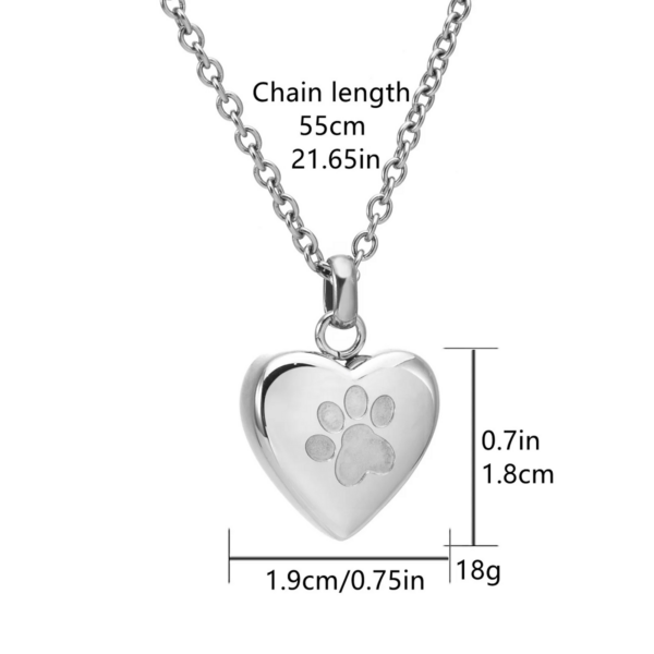 Collar urna Corazón con huella grabada. Acero inoxidable. Oro, plata y negro. - Imagen 6