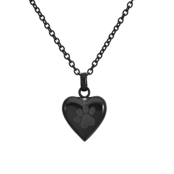 Collar urna Corazón con huella grabada. Acero inoxidable. Oro, plata y negro. - Imagen 2