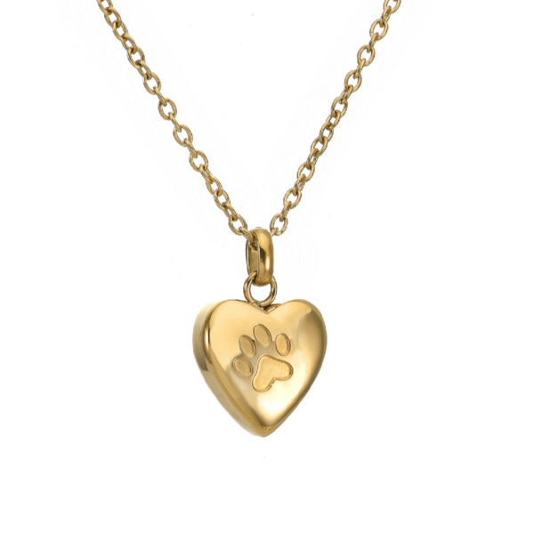 Collar urna Corazón con huella grabada. Acero inoxidable. Oro, plata y negro. - Imagen 3