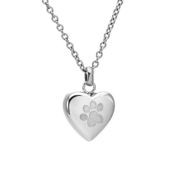 Collar urna Corazón con huella grabada. Acero inoxidable. Oro, plata y negro. - Imagen 4