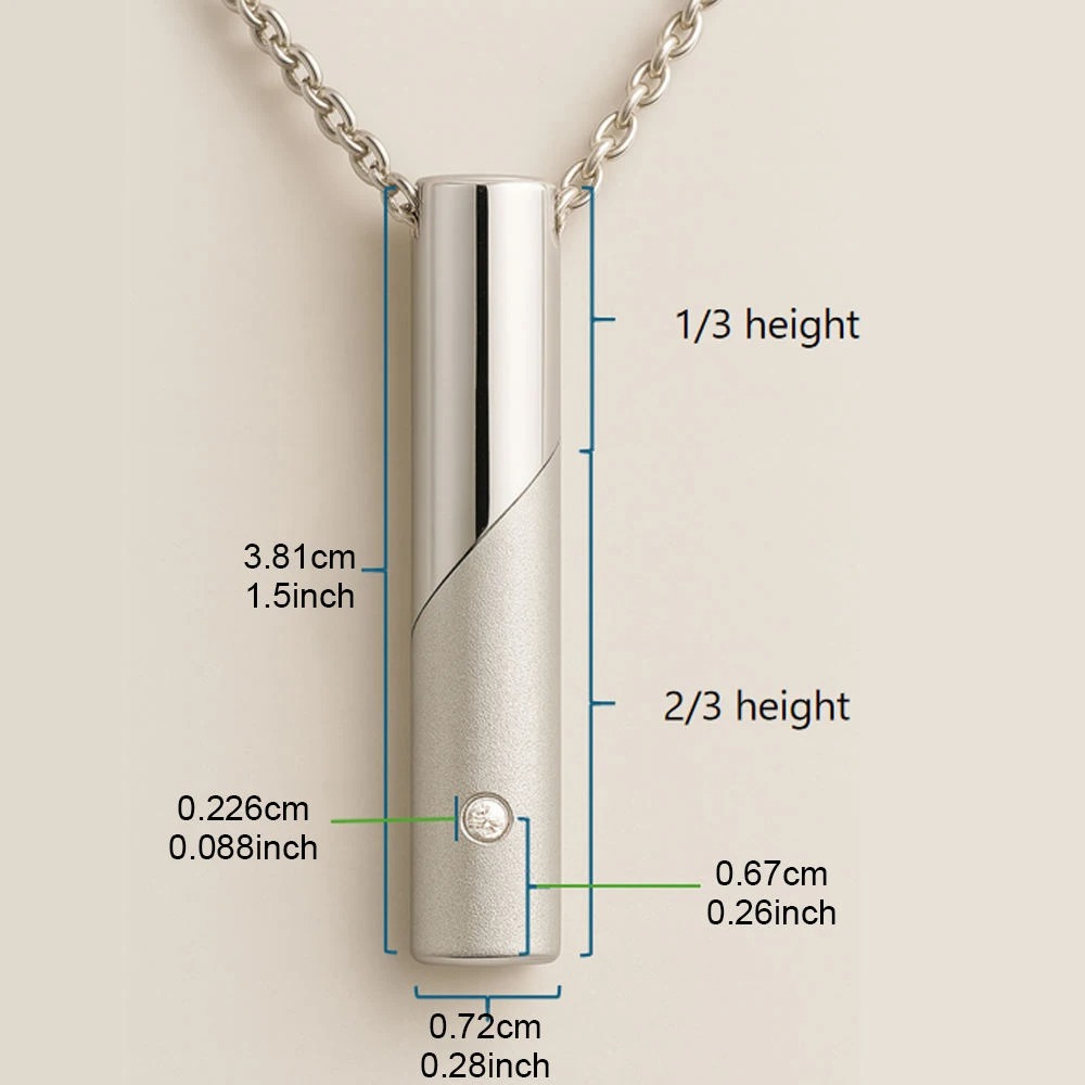 Collar de urna cilíndrica de barra para cenizas para mujeres y hombres. Color plata y negro. - Imagen 7