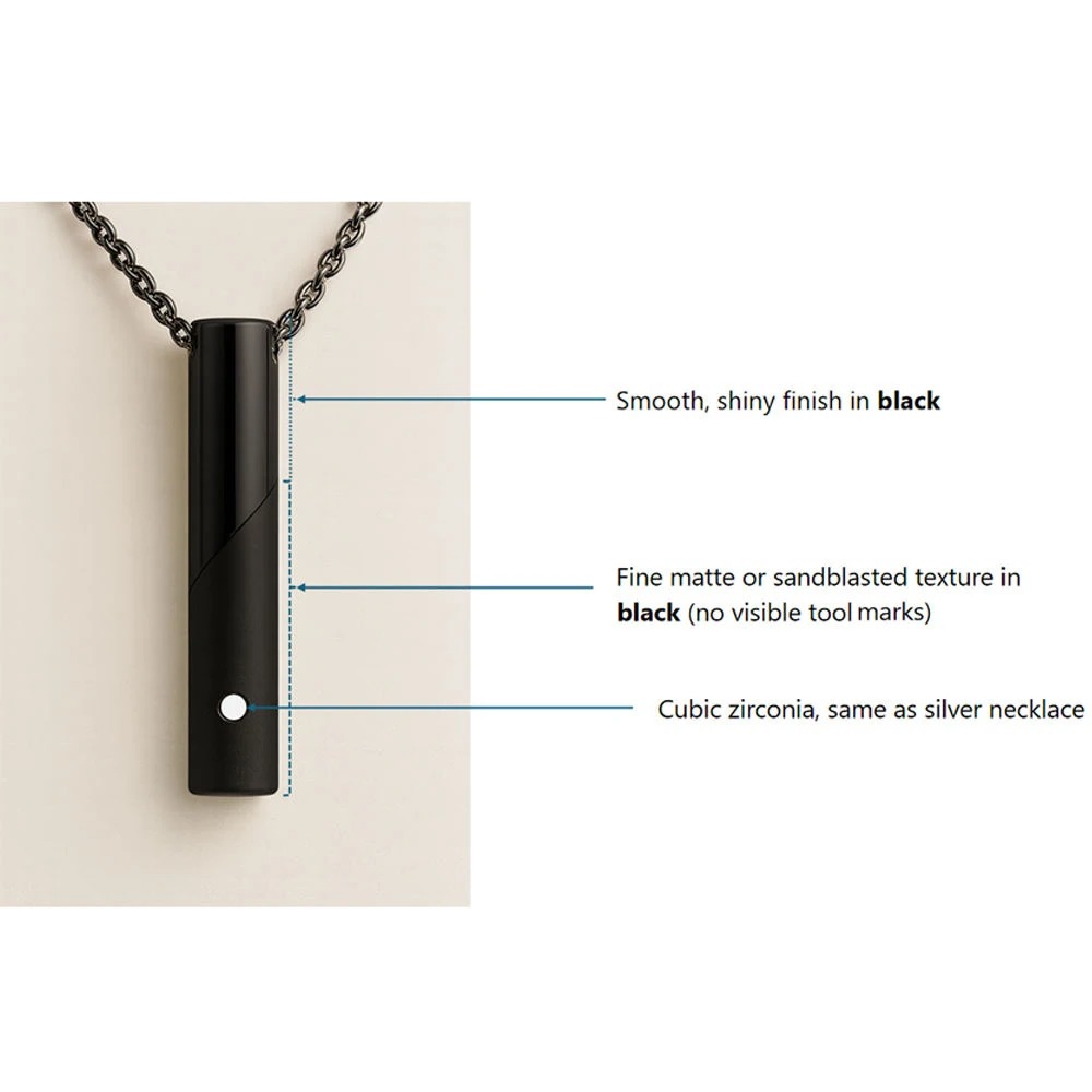 Collar de urna cilíndrica de barra para cenizas para mujeres y hombres. Color plata y negro. - Imagen 6